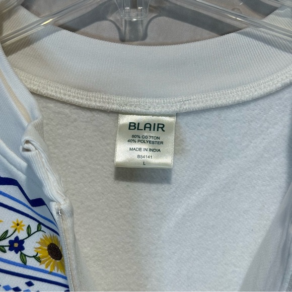 Blair Sunflower Floral Zip Sweatshirt L White - Picture 6 of 7